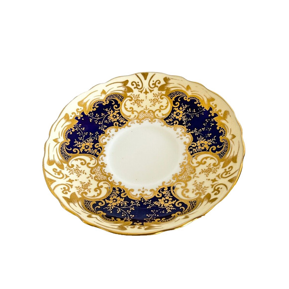 Crown Staffordshire Saucer Cobalt Blue Gold Floral Gilded Bone China England - Picture 2 of 8
